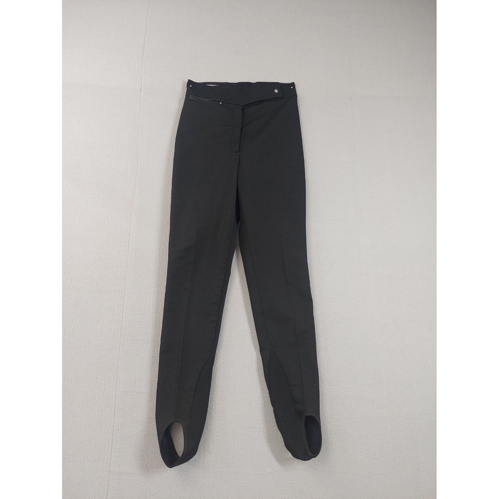 Profile Women Stirrup‎ Pants 12 Black Zip Hook & Eyes Snap High Rise Logo Active